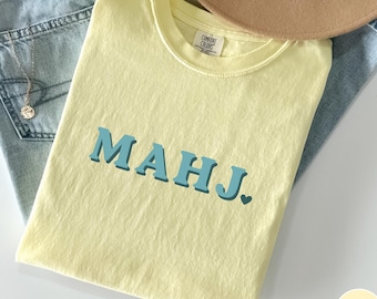 Comfort Colors® Mahjong with Mah Girls Shirt, Funny Mahj Tee, Mahjong Social Club, Mahjong Lover Gift, Crack Dot Bam, Game Night T-Shirt