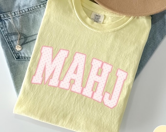 Comfort Colors® Mahjong with Mah Girls Shirt, Funny Mahj Tee, Mahjong Social Club, Mahjong Lover Gift, Crack Dot Bam, Game Night T-Shirt