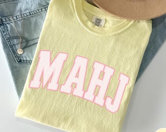 Comfort Colors® Mahjong with Mah Girls Shirt, Funny Mahj Tee, Mahjong Social Club, Mahjong Lover Gift, Crack Dot Bam, Game Night T-Shirt