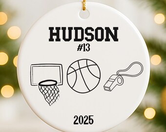 Personalized Basketball Ornament, Custom Name Christmas Ornament, Basketball Player Gift, Basketball Coach Gift, Basketball Team Ornament