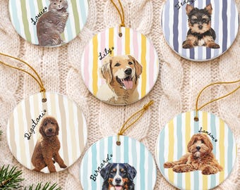 Custom Pet Ornament Gift for Dog Lover Pet Photo Custom Cat Ornament Pet Memorial Watercolor Ornament Personalized Pet Remembrance Gift Loss