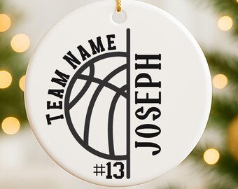 Personalized Basketball Ornament, Custom Name Christmas Ornament, Basketball Player Gift, Basketball Coach Gift, Basketball Team Ornament