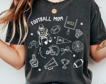Comfort Colors® Custom Football Mom Shirt, Football TShirt, Football Season Shirt, Football Mama Tee, Personalized Football Gift Name Number
