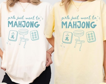 Comfort Colors® Personalized Mahjong Shirt, Custom Funny Mahj Tee, Mahjong Social Club, Mahjong Lover Gift, Crak Dot Bam, Game Night T-Shirt