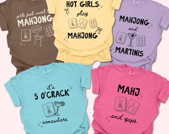 Comfort Colors® Personalized Mahjong Shirt, Custom Funny Mahj Tee, Mahjong Social Club, Mahjong Lover Gift, Crak Dot Bam, Game Night T-Shirt