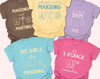 Comfort Colors® Personalized Mahjong Shirt, Custom Funny Mahj Tee, Mahjong Social Club, Mahjong Lover Gift, Crak Dot Bam, Game Night T-Shirt