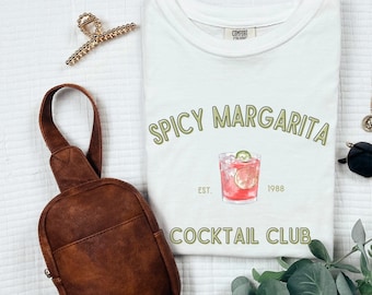 Spicy Margarita Cocktail Club T-Shirt, Comfort Colors Drink Tee, Tequila Lover Shirt, Funny Margarita Shirt, Bachelorette Te, Preppy Bar Tee