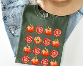 Comfort Colors® Tomato Shirt, Fruit Shirt, Botanical Shirt, Cottagecore Clothing Vegan Shirt, Garden Shirt Vegetable Shirt,Aesthetic Clothes