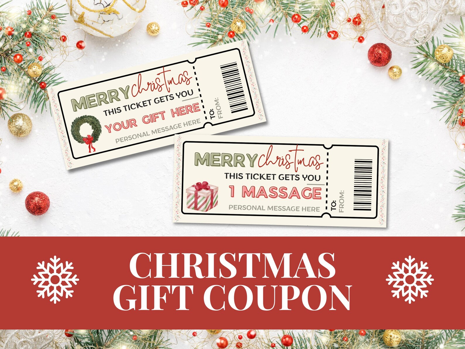 Christmas Gift Coupon Template, Editable Printable Tickets for Gifting ...