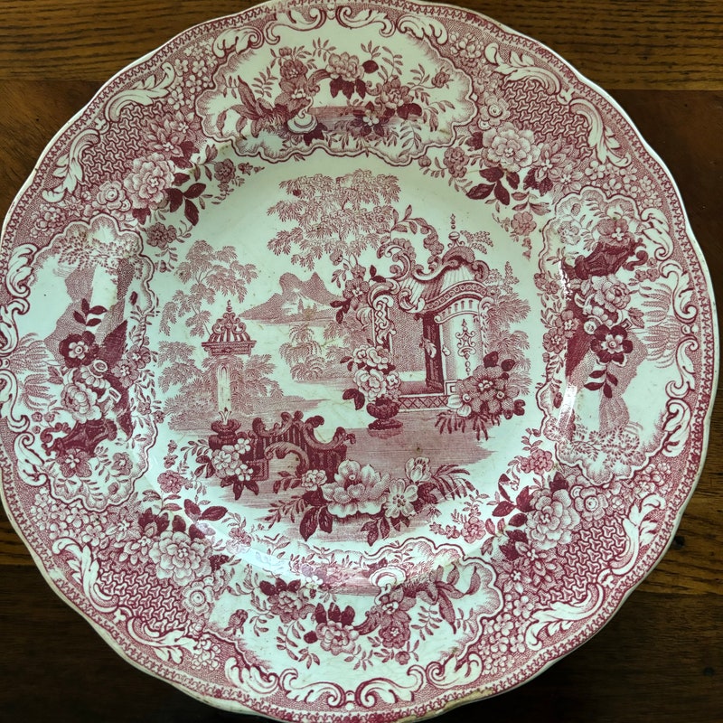 Red Transferware Plates - Etsy