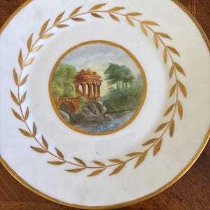 Antique Hand Painted Plate - Landscape