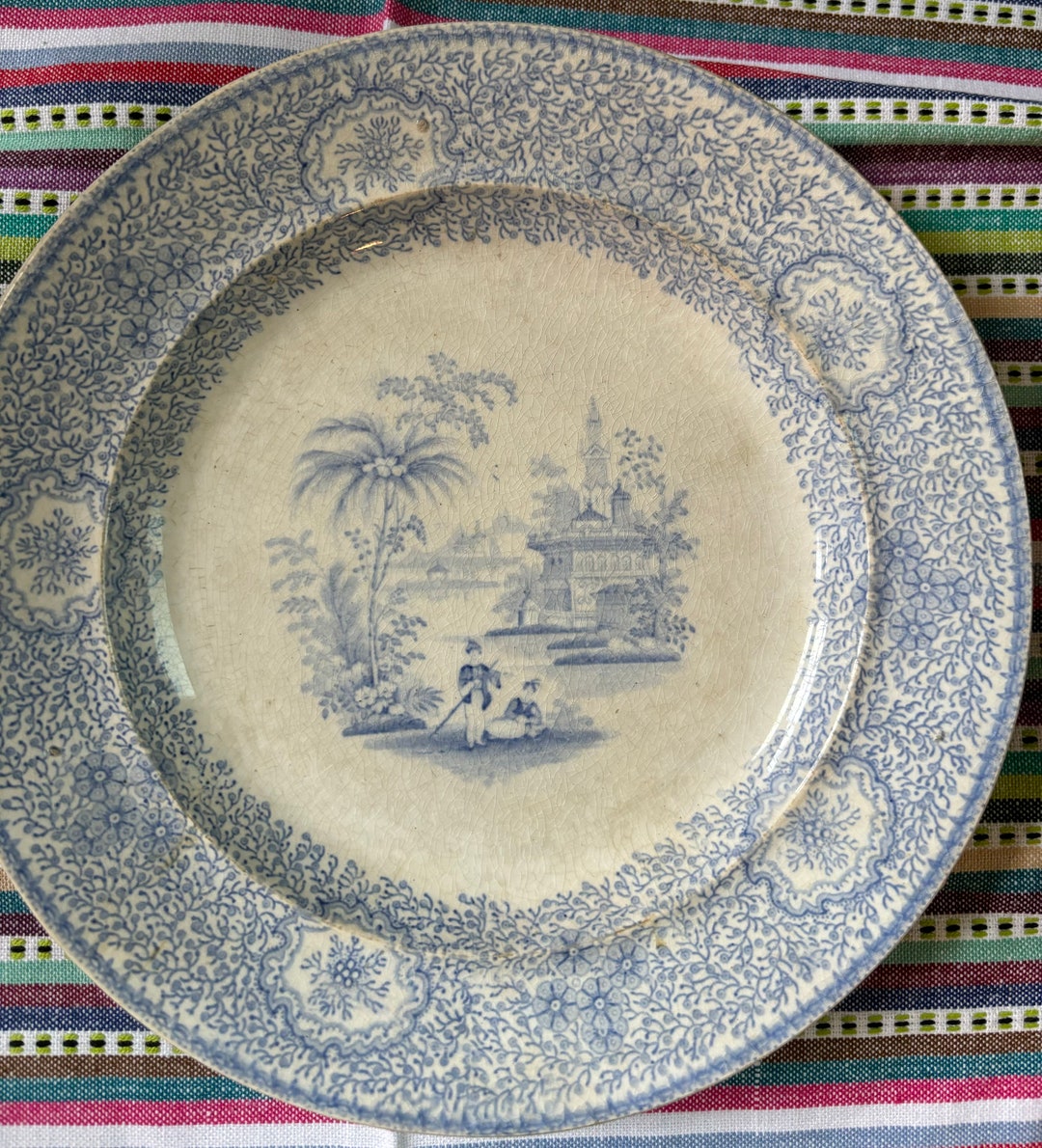 Singanese Pattern Transferware Plate - Etsy