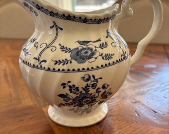 Blue and white small pitcher