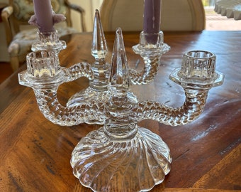 Vintage Fostoria No 2412 Colony candlesticks George Sakeer design - TWO