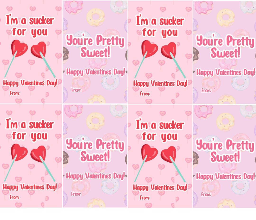 Printable Pun Valentine Day Cards Kids Valentine Day Cards Candy Valentine Cards Sucker