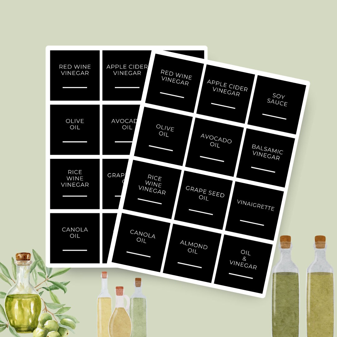 Black Minimalist Pantry Bottle Labels Beautiful, Simple Labels for ...