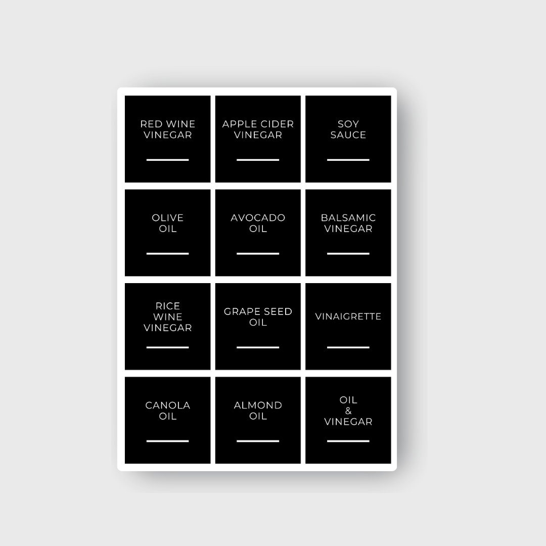 Black Minimalist Pantry Bottle Labels Beautiful, Simple Labels for ...