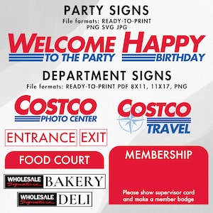 Costco Party Pack Essentials Customizable Price Signs, Welcome to the Party & Happy Birthday Sign, Dept Signs, Member of the Month, Badges zdjęcie 3