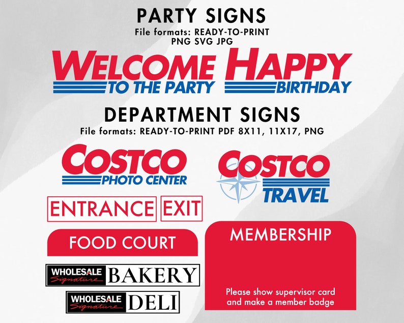 Costco Party Pack Essentials Customizable Price Signs, Welcome to the Party & Happy Birthday Sign, Dept Signs, Member of the Month, Badges zdjęcie 3