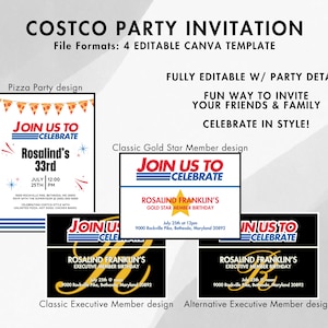 Costco Party Pack Premium Invites, Custom Price Signs, Welcome Sign, Dept Signs, Food Court, Trivia, Member of the Month, Name Tag Badges image 2