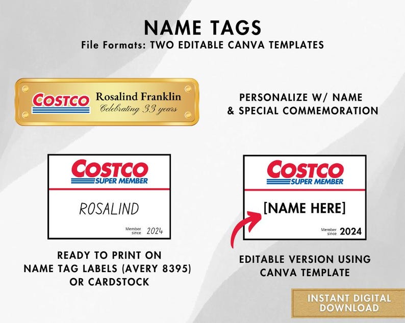 Costco Inspired Member Employee Name Tags Commemorative Name Plate