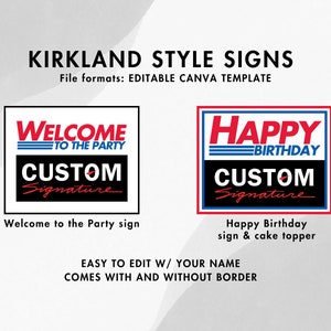 Costco Party Pack Starter Customizable Price Signs, Invitation, Kirkland Cake Topper, Welcome Sign, Name Tag Badge, Happy Birthday sign image 3