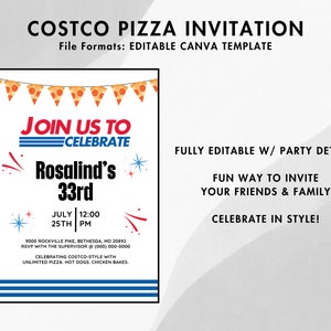 Costco Party Pack Starter Aanpasbare prijsborden, uitnodiging, Kirkland taarttopper, welkomstbord, naamplaatje badge, gelukkige verjaardag teken afbeelding 2