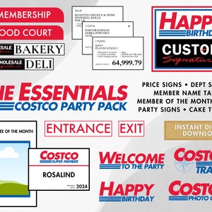 Cstco Party Pack Essentials Personalisierbare Preisschilder, Willkommen zur Party & Happy Birthday-Schild, Abt.Schilder, Mitglied des Monats, Badges Bild 1