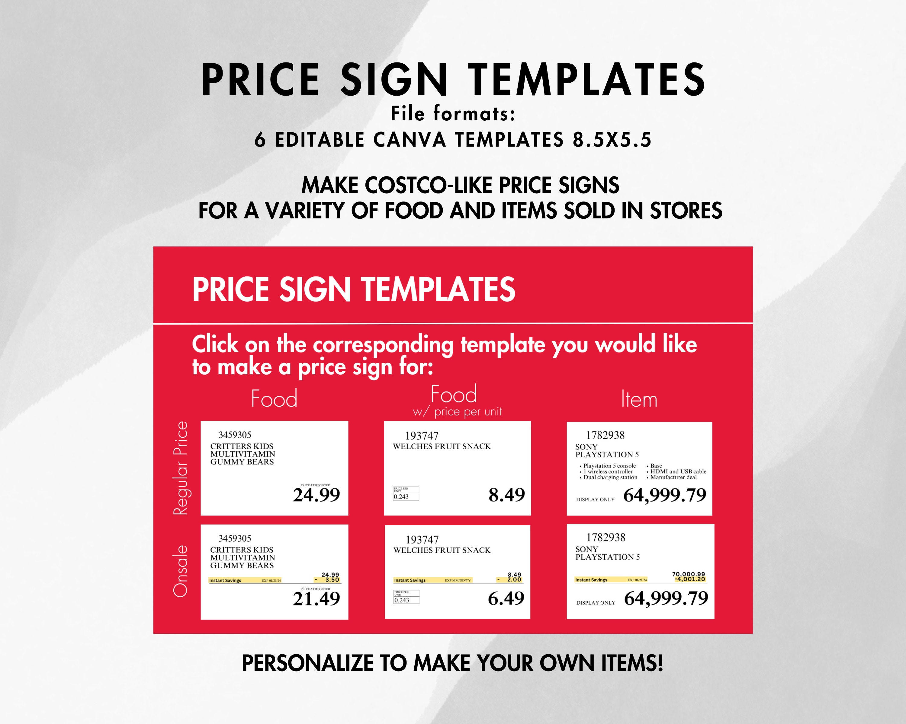 Costco Party Pack Starter Customizable Price Signs, Invitation Costco Party Pack Starter Customizable Price Signs, Invitation