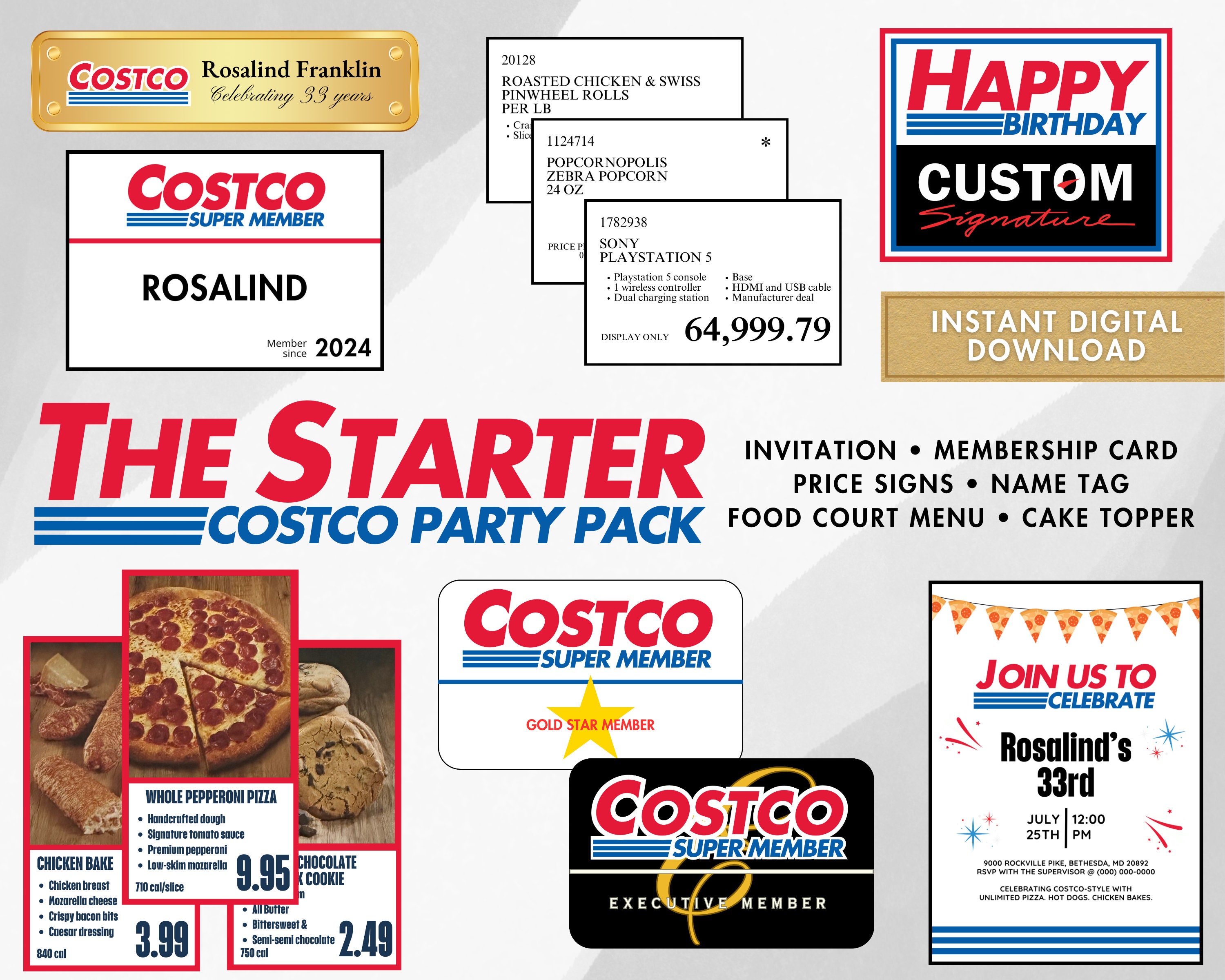 Costco Party Pack Starter Customizable Price Signs, Invitation Costco Party Pack Starter Customizable Price Signs, Invitation