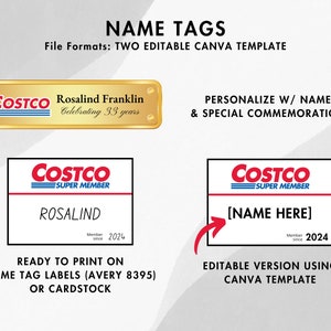 Costco Party Pack Premium Invites, Custom Price Signs, Welcome Sign, Dept Signs, Food Court, Trivia, Member of the Month, Name Tag Badges zdjęcie 8