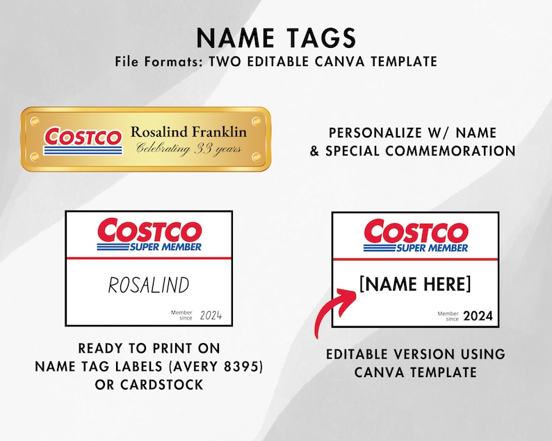 Costco Party Pack Premium Invites, Custom Price Signs, Welcome Sign, Dept Signs, Food Court, Trivia, Member of the Month, Name Tag Badges image 8