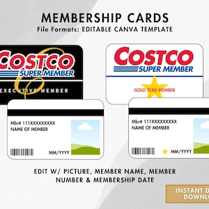 Cartões de Membro Inspirados na Costco (modelo digital, réplica)
