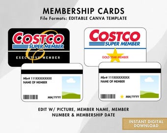 Costco Inspired Membership Cards (digital Template, Replica) - Etsy