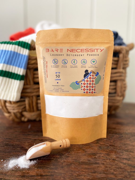 Bare Necessity, Laundry Detergent Powder, 50 Loads, Non-Toxic Laundry Soap, Eczema-Friendly Laundry, Sensitive Soap, Fragrance-Free Laundry