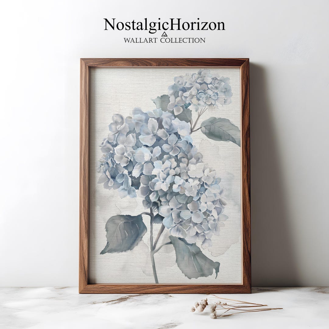 Soft Blue Hydrangea Printable Art – Watercolor Floral Wall Decor ...