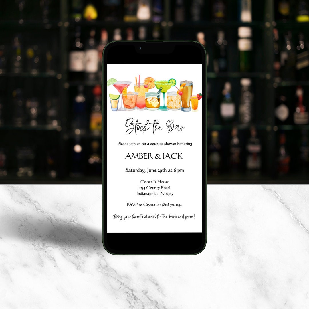 Stock the Bar Invitation Template: Couple's Shower, Engagement Party ...