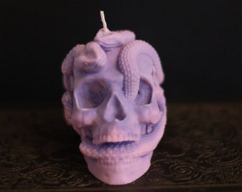 Snake & Skull Candle | Soy Wax Candle | Decor Candle | Gothic Candle | Goth Decor | Unscented Candle | Dark Academia