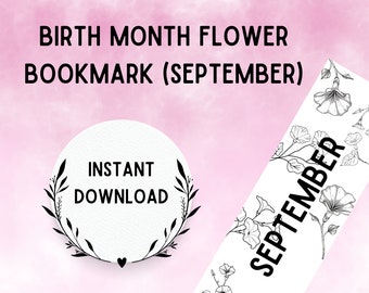 Printable Floral Birth Month Bookmark (September)