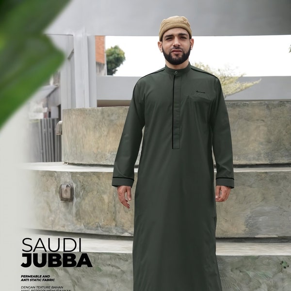 2024 Islamic Clothing Men Jubba Thobe Muslim Long Sleeve Loose Man Saudi Arabia Pakistan Kurta Muslim Costumes Tunic Men Abaya