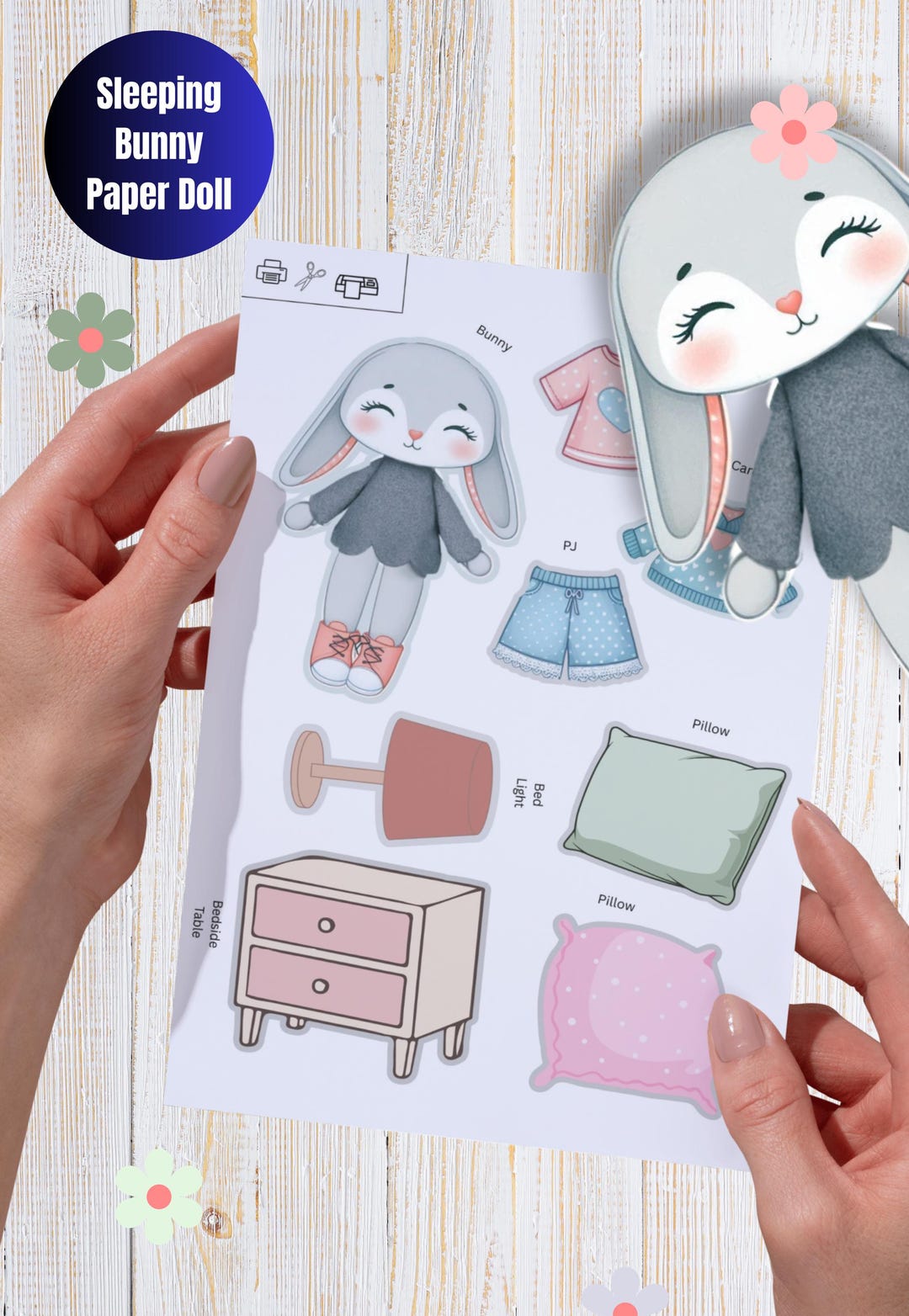 Bunny Paper Doll Printable | Kawaii Bedroom Playset (PDF Download) - Etsy