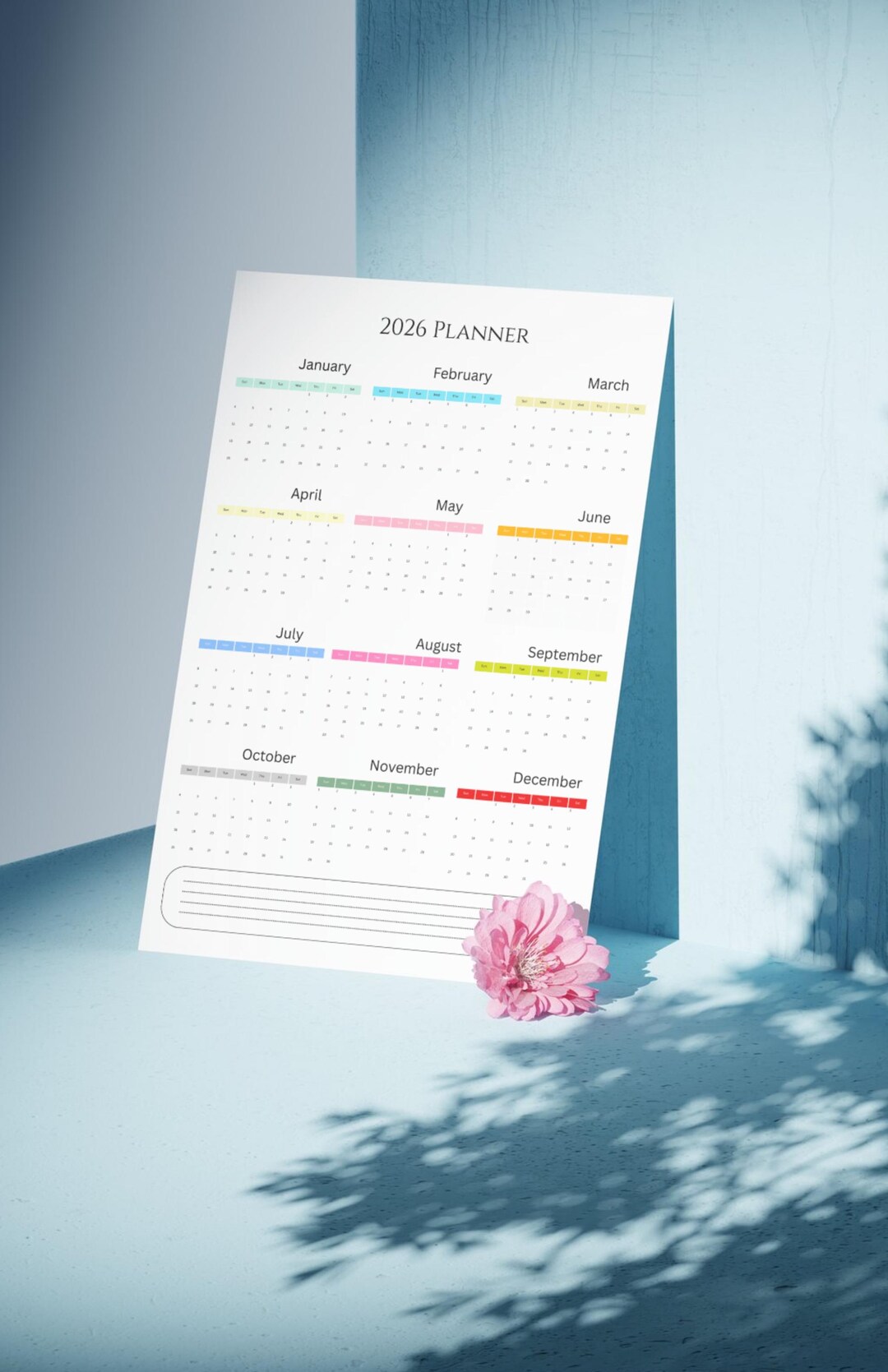 2026 Year at A Glance Wall Calendar | Large Poster Planner (PDF ...