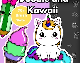 Kawaii Doodle Procreate Brush Set | Cute Food & Animal Stamps (Digital Download)