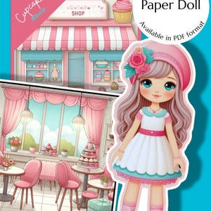 Paper Doll Cupcake Shop Pretend play DIY Paper doll Cute Cupcake edition