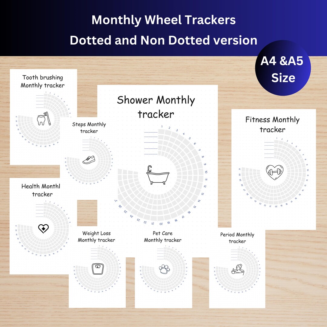 Large Wheel Tracker Monthly Wheel Tracker Printable | A4 & A5 Planner Pages | Self Care ...