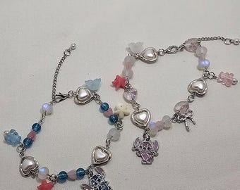 Angel and Stitch Beaded Metal Adjustable Bracelet