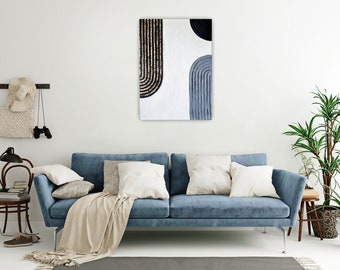 Obraz strukturalny skandynawski abstrakcja linearny geometryczny styl boho obraz do sypialni salonu design