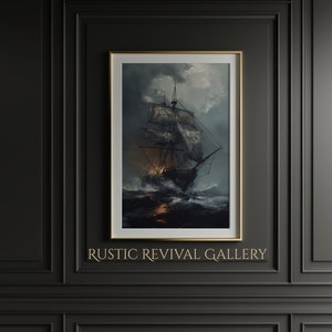 Ghost Ship Art Print: Moody Vintage Seascape (Digital Download)