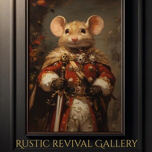 Vintage Mouse King Nutcracker Oil Painting: Christmas Wall Art (Digital Download)