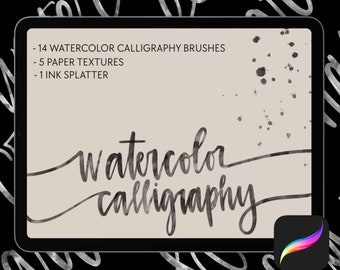 Watercolor Calligraphy Procreate Lettering Brush Toolkit